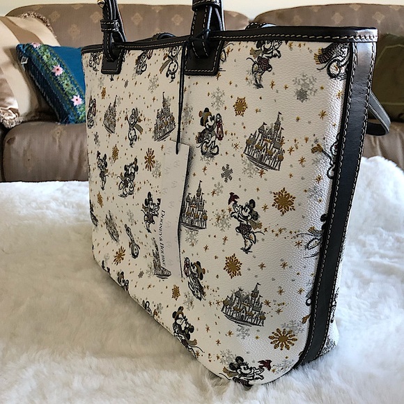 Disney Dooney & Bourke Mickey Minnie Christmas Holiday Tote HARD to FIND - Picture 5 of 9